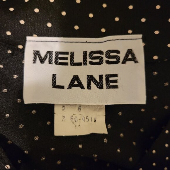 Melissa Lane 6 Black White Polka Dot Midi Dress Semi Sheer Sleeveless V Neck - Picture 3 of 6